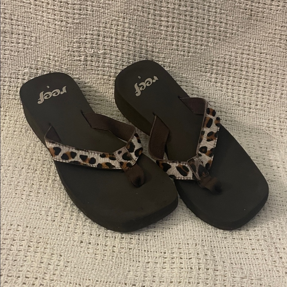 Reef Brown and Leopard Print Sandals